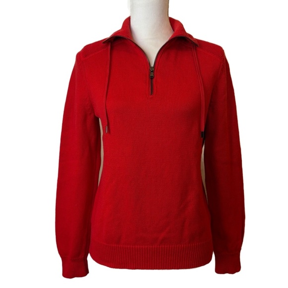 Lauren Ralph Lauren Active Red Cotton Quarter Zip Knit Sweater Women's Small - Picture 12 of 12